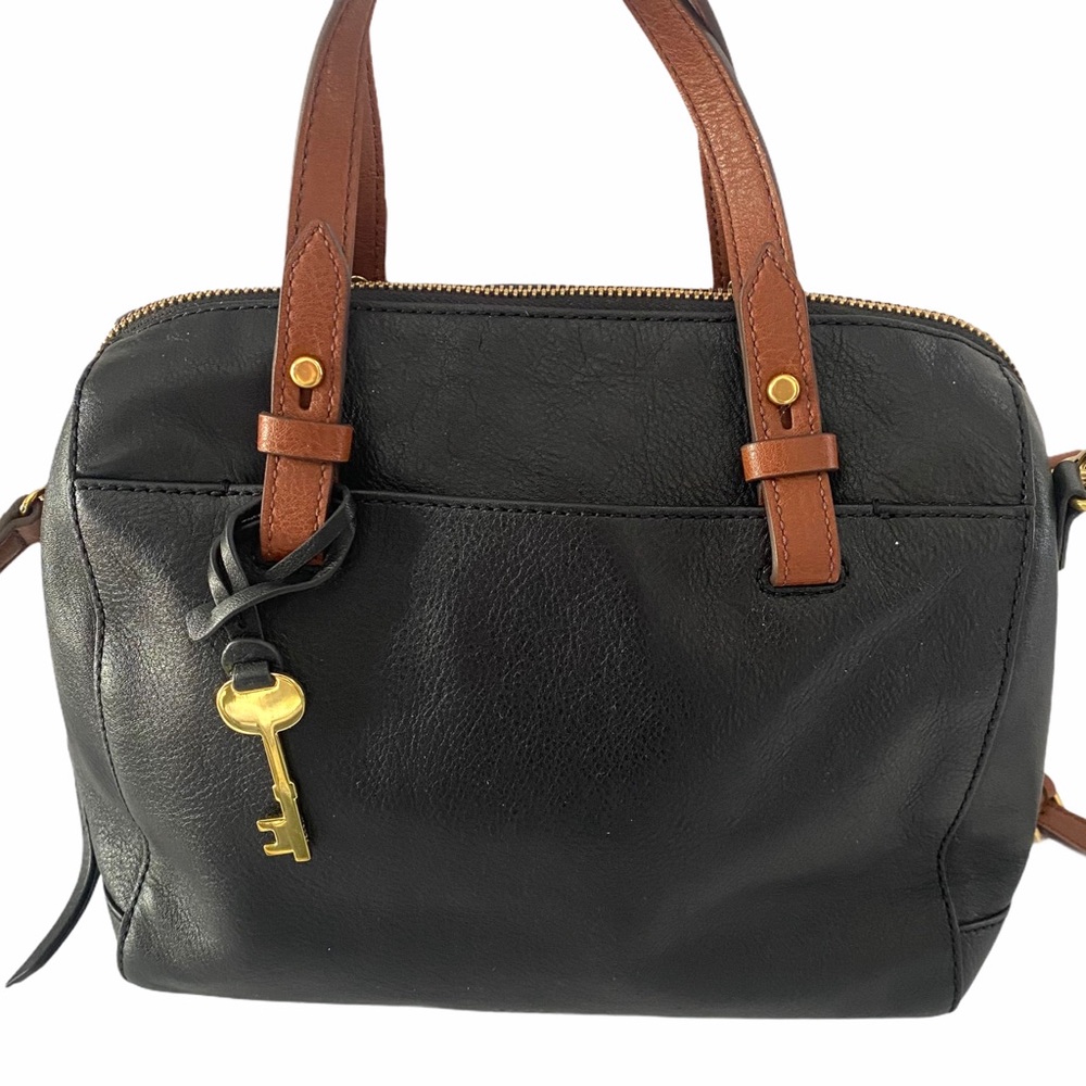 Fossil Black and Brown Leather Crossbody Satchel - Picture 3 of 15